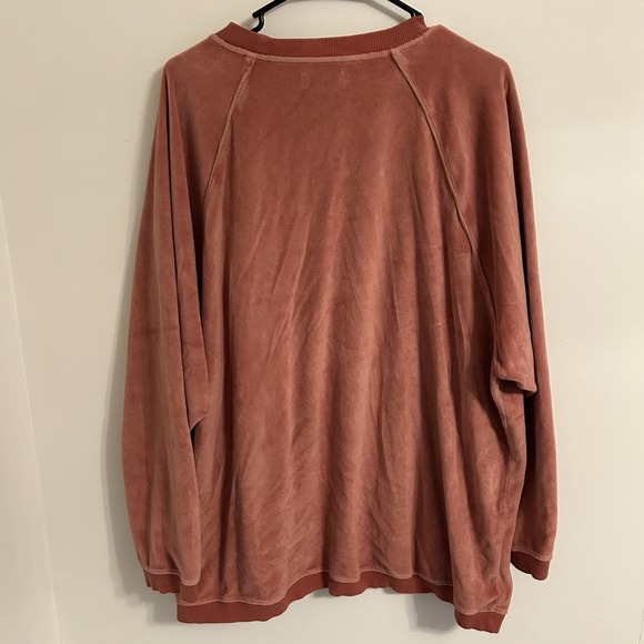 Aerie Real Obsessed Oversized Velour Sweatshirt Size Large Relic Pullover Rust - Picture 7 of 9